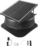 VEVOR Zonne-aangedreven Dakventilator 42W Thermostaat Afstandsbediening Zwart Aluminium