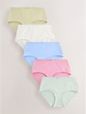 Next - Dames - Set van 5 katoenrijke korte slips - Roze/Blauw/Groen
