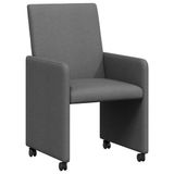 vidaXL Eetkamerstoelen met wieltjes 2 st stof donkergrijs