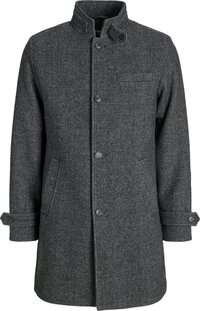 Jack & Jones Jjemelton Wool Blend Coat Sn - Grey Melange/herringbon - Men's Size L