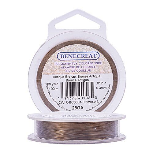 BENECREAT Antiekbronzen draad, 28 gauge (0,3 mm), koperdraad voor het maken van sieraden, 100 m