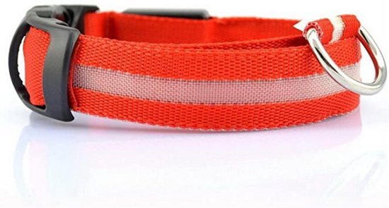 - Lichtgevende Halsband Hond – LED Halsband – Maat M - 40/48 cm - Verlichting hond – Honden lampje - Hondenhalsband inclusief batterijen - Honden verlichting - Rood