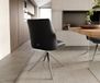 DELIFE Chaise de salle à manger Elso-Flex piètement croisé large acier inoxydable cuir véritable noir pivotant à 360° noyau à ressorts ensachés