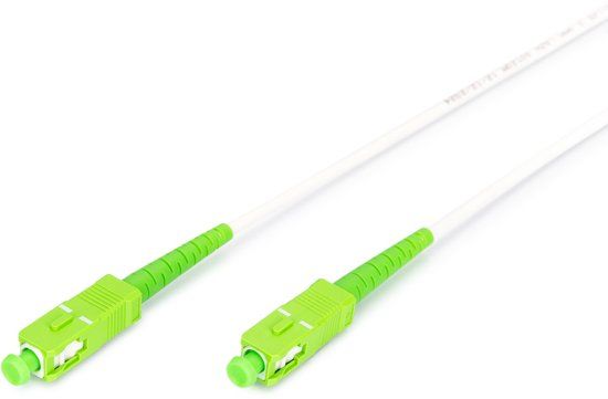 DIGITUS Glasvezelkabel OS2-1 m - SC/APC naar SC/APC - Gepantserd - Simplex FO kabel - SM Singlemode glasvezel LAN-kabel - Vezeltype: 9/125 µ - Wit