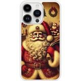 Apple iPhone 14 Pro Pere Noel Vintage Bedrukt Siliconen Hoesje