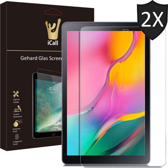 iCall Screenprotector - Tempered Glass - 2 Stuks - Samsung Galaxy Tab A 10.1 (2019) - Case Friendly
