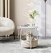 VASAGLE table d'appoint ronde avec panier en tissu et station de charge
