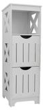 Meuble de salle de bain - Colonne étroite pour toilettes - 2 tiroirs, 1 étagère - 30x30x89 cm - Plastique - Blanc