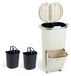 COSTWAY Poubelle de cuisine, système de tri des déchets, avec un bac intérieur de 12 litres et une poubelle à pédale de 14 litres, poubelle à roulettes, double couvercle, commande à pédale et crochets, conteneur à déchets, beige