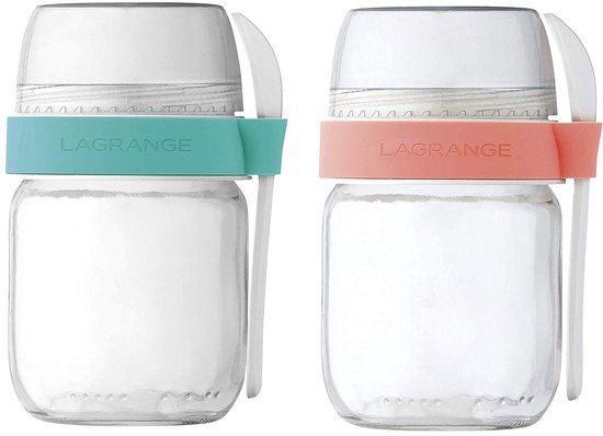 Lagrange Set van 2 glazen potjes voor yoghurtmaker - 440402