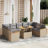 Maison Exclusive - Ensemble de jardin, composé de 10 pièces avec coussins, couleur : beige, matériau : polyrotin