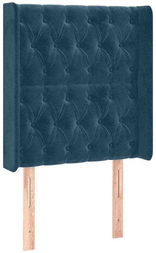 vidaXL Hoofdbord met randen 83x16x118/128 cm fluweel donkerblauw