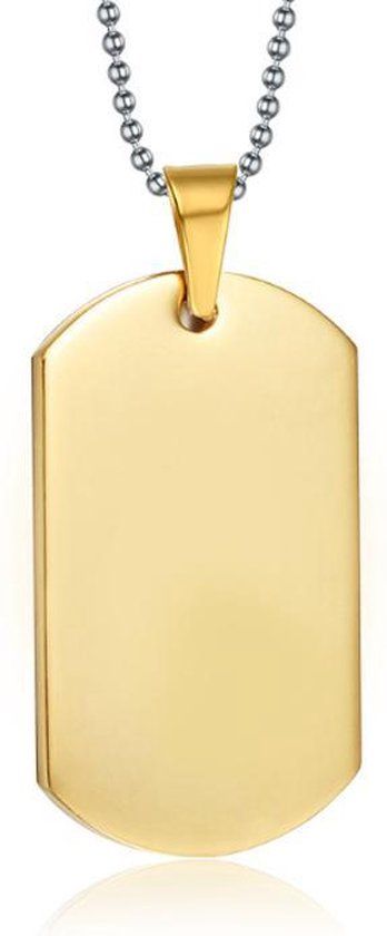 Mendes Jewelry Goudkleurige Dogtag kettinghanger met ketting