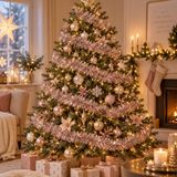 Decoris Guirlande de Noël - 10 pièces - Rose clair - 270 x 7 cm