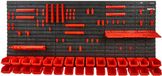 VEVOR Boîtes empilables, 30 bacs organisateur d'étagère pour garage, plastique outil de magasin avec panneaux muraux/supports d'outils/crochets, pour écrous, boulons, vis, clous, perles, boutons, noir/rouge