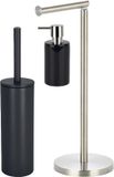 Spirella Badkamer accessoires set - WC-borstel/zeeppompje/rollenhouder - metaal/porselein - zwart