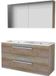 Basic Line Comfort 46 Badkamermeubelset - 120 x 46 cm - Met Grepen - 2 Lades - Keramische Wastafel - 2 Kraangaten - Spiegelkast - Scotch Oak
