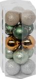 Atmosphera Kerstballen 30x - Champagne/Groen - 5 cm - Kunststof