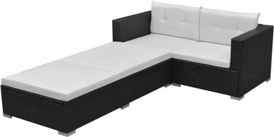 vidaXL Loungeset poly rattan zwart 8-delig