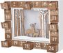 BRUBAKER Herbruikbare Houten Adventskalender Zelf te vullen - Wit winterlandschap met LED-verlichting - Doe-het-zelf-kalender 35,5 x 6 x 27 cm