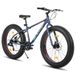 Hiland Roon VTT à pneus larges pour hommes et femmes avec Shimano 7 vitesses double frein à disque, vélo pour adultes et enfants, Bleu, 26 po