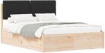 vidaXL Bedframe met Gevoerde Hoofdbord Zwart 140 x 200 cm