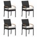 vidaXL Tuinstoelen 4 stuks Zwart en Crèmewit Poly Rattan en Acacia