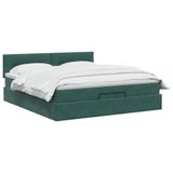 vidaXL Ottomaans bed met matras en LED-verlichting, donkergroen, 160 x 200 cm