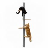eyepower Omnideal GmbH & Co.KG 205 cm Wandkrabpaal met 4 Bamboe Planken - Katten Klimboom Sisal - Krabpaal met Muurbevestiging