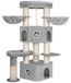 Arbre à griffer Chat - Arbre d'escalade - Hauteur 163 cm - Troncs épais en sisal - Convient aux grands chats - 2 cachettes - Plusieurs niveaux - Gris