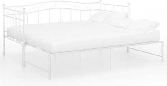 vidaXL Slaapbank uittrekbaar metaal wit 90x200 cm