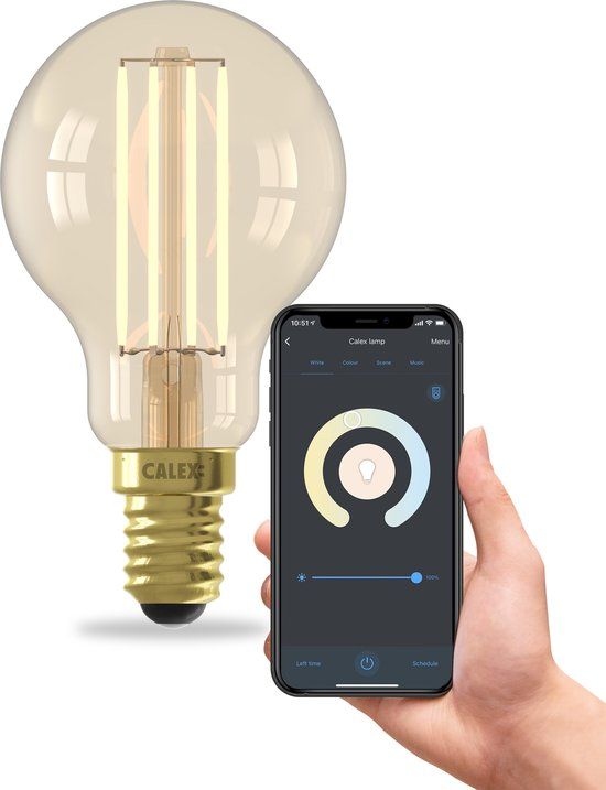 Calex Smart WiFi LED Filament Lamp E14 - Goud - Dimbaar - Warm Wit Licht - 4.9W