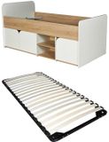 Vente-unique Bedframe hout natuurlijk licht, wit 90 x 190 cm
