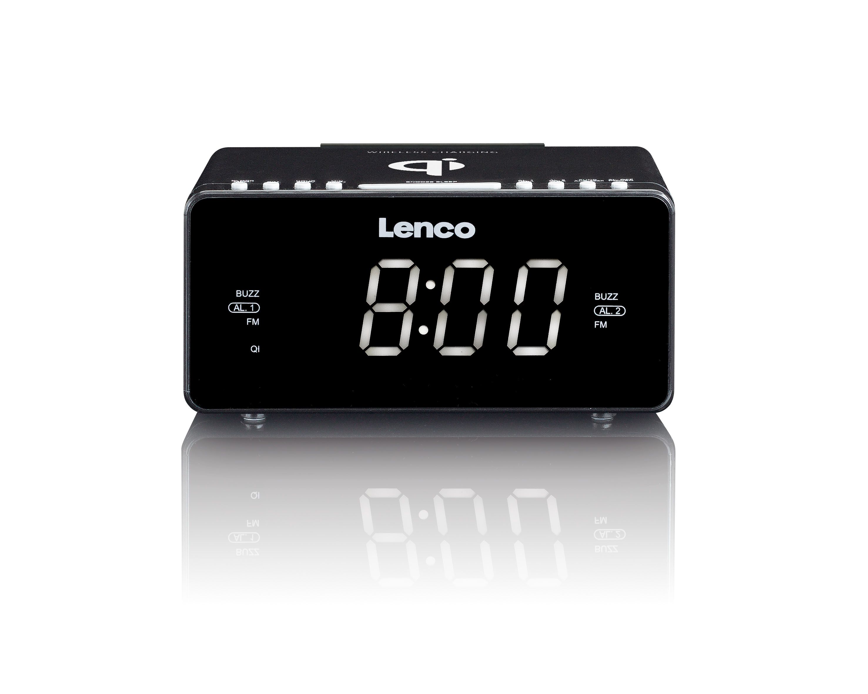 Lenco CR-550 - Wekkerradio met Qi Wireless Smartphone oplader - Zwart