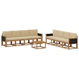 vidaXL Buiten bankenset 9 st Naturel Massief Acaciahout en Polyester