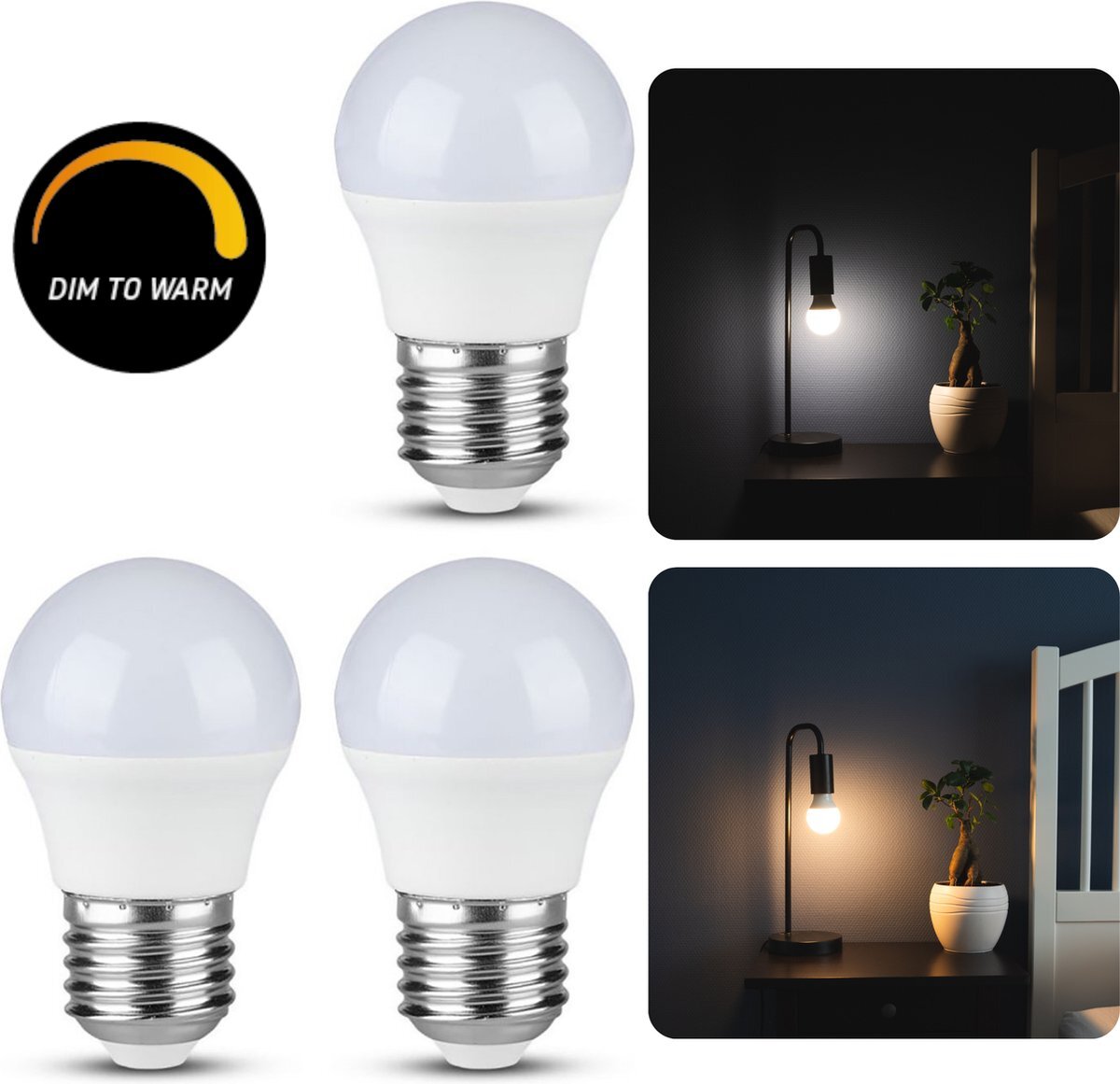 Proventa Proventa® Dimbare LED Lampen E14 bol - Dimbaar naar extra warm wit - 5.5W/40W - 3-pack