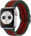 Strap-it Gevlochten / Geweven bandje - Geschikt voor Apple Watch Series 1/2/3/4/5/6/7/8/9/10/11/SE/SE2/SE3 - Rood/zwart/groen - Braided verstelbaar iWatch bandje maat: 38 / 40 / 41 / 42mm