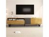 AESVAR meuble TV 170 cm 3 portes et 2 niches ouvertes aspect bois et gris foncé