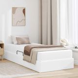 Maison Exclusive - Lit de rangement exclusif avec matelas et espace de rangement pour 2 personnes, en similicuir blanc