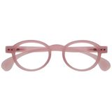 OPULIZE OCA Leesbril - Modern Retro Rond Montuur - Glanzend Transparent Roze - Heren Dames - Veerscharnieren - R54-4 - +3.00
