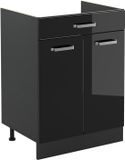 Vicco Keukenonderkast R-Line, Zwart hoogglans/Antraciet, 60 cm