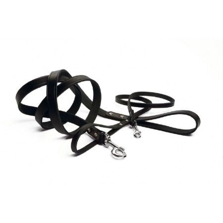 Brekz Leren Hondenriem Zwart 200 cm 20 mm