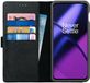 Rosso Deluxe Echt Leer Book Case Hoesje Geschikt voor OnePlus 11 | Ruimte voor drie pasjes | Portemonnee Book Case | Met Pasjeshouder | Zwart
