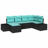 vidaXL Banc de jardin noir et turquoise polyrotin