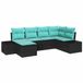 vidaXL Tuinbank Set Zwart en turquoise polyrattan