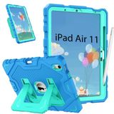 Fintie Hoesje voor iPad Air 11 inch (M4) 2026 / (M3) 2025 / (M2) 2024, iPad Air 5e/4e Generatie (2022/2020), full-body robuuste schokbestendige beschermhoes met ingebouwde standaard，Blauw Groen