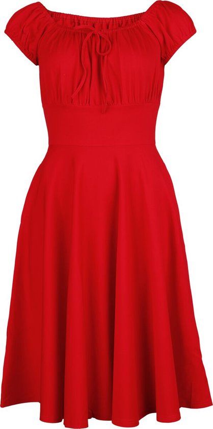 Voodoo Vixen Gathered Neckline Flare Dames Midi-jurk - rood - XS