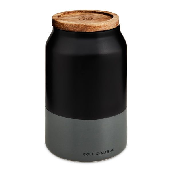 Cole & Mason Hinxton Cylinder Food Storage Jar - Black & Grey - Stoneware