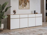 Buffet CROSSAIR 4 portes 4 tiroirs blanc/chêne wotan