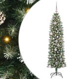 vidaXL Sapin de Noël artificiel élancé Vert et Blanc 150 cm
